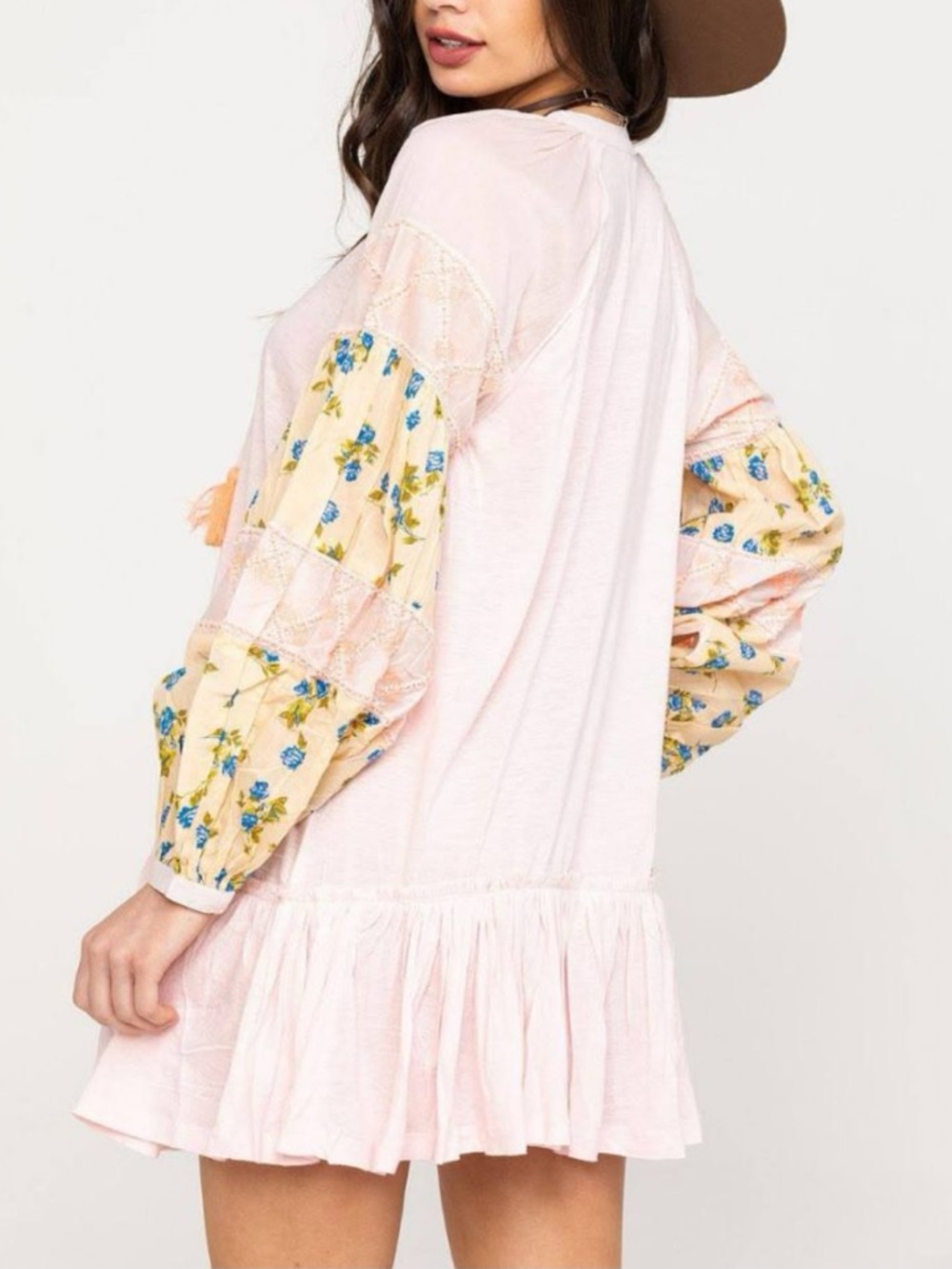 NWT Free People Mix It Up Oversized Tunic pink floral colorway. Size XS - Picture 2 of 10